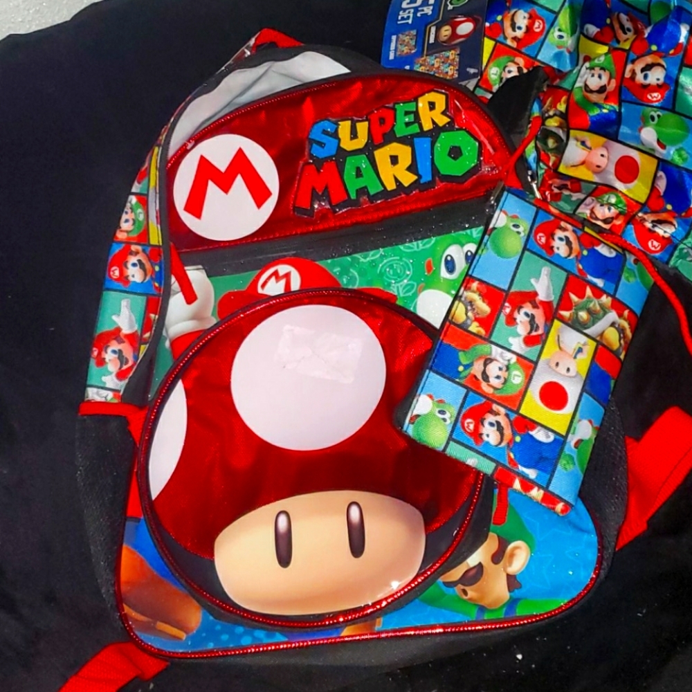 Super mario 5 piece backpack set